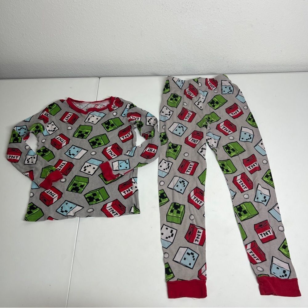 Minecraft Pajama Shirt Pants Size 8 Boys Multicolor Minecraft